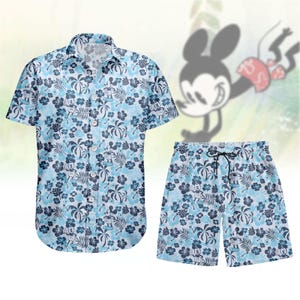 Mickey Mouse 2025 Button Shirt, Disney  Vacation Shirt, Mickey Minnie Hawaiian Shirt, Floral Aloha Shirt, Disneyland Summer Outfits