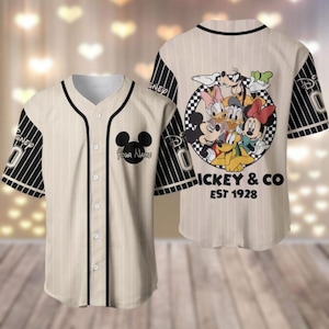 Personalized Mickey and Friends Baseball Jersey, Disney Trip Family Jersey Shirt, Cartoon Characters Baseball Shirt, Magic Kingdom Tee