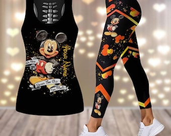 Camiseta de Mickey Mouse personalizada de Disney, leggings de Mickey Mouse, camiseta de entrenamiento de viaje a Disney, pantalones de yoga con Mickey Love, conjunto de entrenamiento para mujer