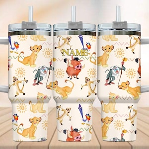 Personalized Lion King Tumbler 40oz, Disney Lion Movie Water Tumbler, Simba Mufasa Timon Insulated Tumbler, Cartoon Tumbler For Kids