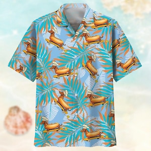 Dachshunds Dog Hawaiian Shirt, Sausage Dog Button Shirt, Funny Dog Beach Shirt, Cute Dog Aloha Shirt For Family Trip, Summer Gifts