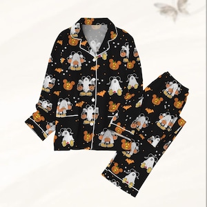 Mickey Ghost Halloween Pajamas Set, Funny Ghost Pajamas For Women, Pumpkin Fall Sleepwear, Disney Halloween Pjs, Spooky Season Gift