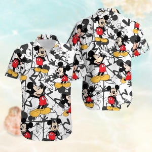 Mickey Hawaiian Shirt, Disney Mickey Mouse Button Shirt, Magic Kingdom WDW Shirt, Mickey Hawaii Vacation Shirt Men Disney Family Trip