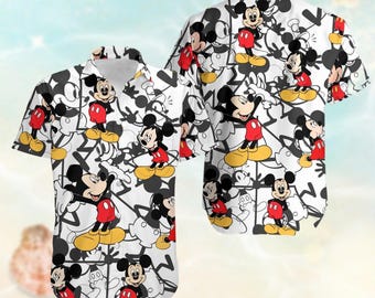 Mickey Hawaiian Shirt, Disney Mickey Mouse Button Shirt, Magic Kingdom WDW Shirt, Mickey Hawaii Vacation Shirt Men Disney Family Trip