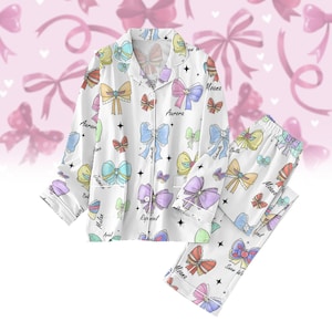 Disney Princess 2025 Pajamas Set, Coquette Bows Women Pajamas, Disney Cinderella Tiana Ariel Belle Pjs, Magic Kingdom Sleepwear For Her
