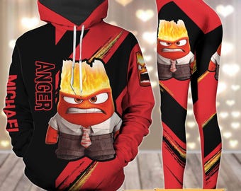 Anpassade Inside Out Anger-tröjor, Disney Emotions-leggings för tjejer, Disneyland-filmtröjor, Känslor-yogabyxor, mentalhälsopresenter
