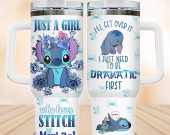 Just A Girl Who Love Stitch Tumbler 40oz, Custom Ohana Means Family Tumbler, Stitch Aloha Insulated Tumbler, Disney Trip Tumbler Cup