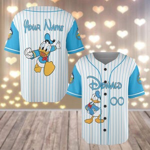 Personalized Donald Duck Baseball Jersey, Disney Duck Baseball Shirt, Disney Movie Football Jersey, Cartoon Characters Matching Shirt