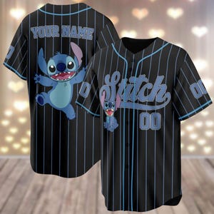 Custom Stitch Baseball Jersey, Disney Stitch Jersey Shirt, Matching Team Shirt, Stitch Baseball Shirt, Cartoon Characters Love Gifts