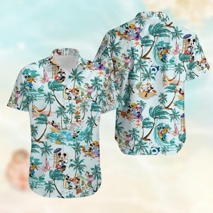 Chemise boutonnée Mickey Mouse, chemise hawaïenne Mickey et ses amis, chemise boutonnée d'été tropical, chemises Aloha Disneyland 2025