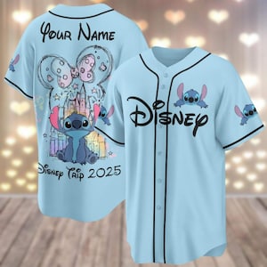 Custom Stitch 2025 Baseball Jersey, Disney Trip Jersey Shirt, Matching Team Shirt, Stitch Shirt, Magic Kingdom Love Gifts For Kids
