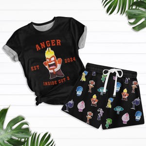Camiseta Anger Inside Out, camiseta Disney Emotions, pantalones cortos de dibujos animados para mujeres y hombres, camiseta Tristeza Alegría Ira, camiseta familiar Disney, regalo de salud mental