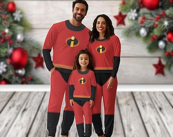 Bob Incredible Family Pajamas Set, Superhero Cosplay Holiday Pajamas, Disney Characters Costume, Christmas Matching Family Gift