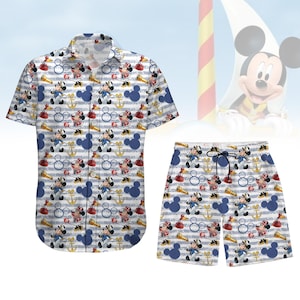 Mickey Minnie Cruise Button Shirt, Disney Cruise Hawaiian Shirt, Summer Shorts Men, Mickey Captain Beach Shirt, 2025 Vacation Shirt