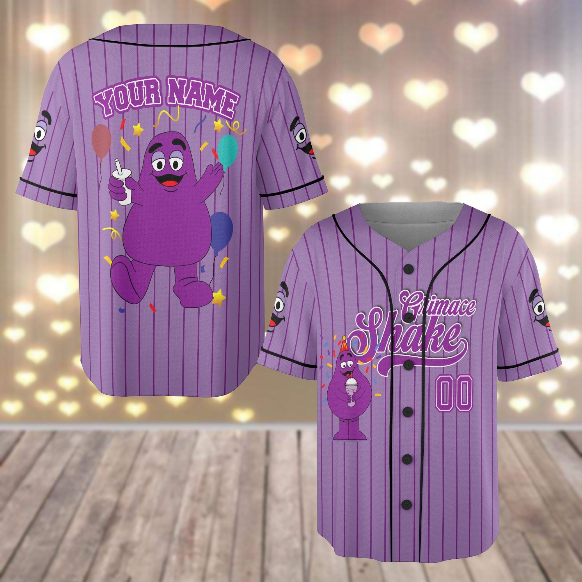 Custom Grimace Shake Baseball Jersey, Grimace McDonald's Jersey Shirt, Monster Purple Baseball Shirt, Cute Cartoon Jersey For Kids