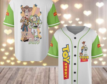 Camiseta de béisbol personalizada de Toy Story, camiseta de béisbol de Buzz Lightyear, camiseta de fútbol de personajes de Toy Story, atuendo del equipo de Disney, regalo para niños