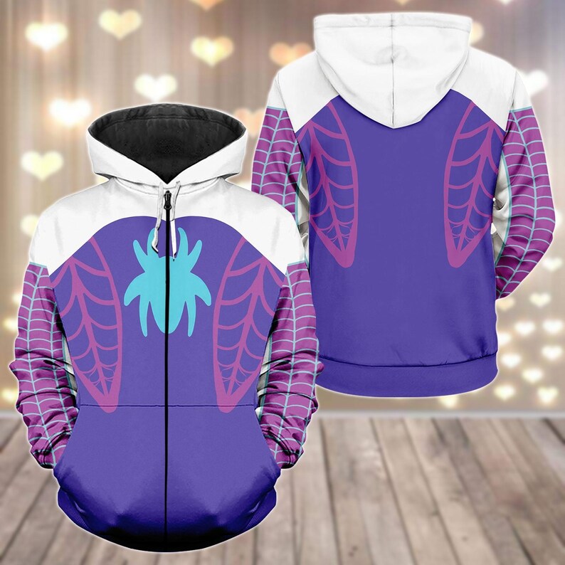 Spider Gwen Purple Cosplay Hoodies, Gwen Stacy Spidey Costume Shirt, Disney Superhero Outfit, Halloween 2025 Sweatshirt, Spider Merch