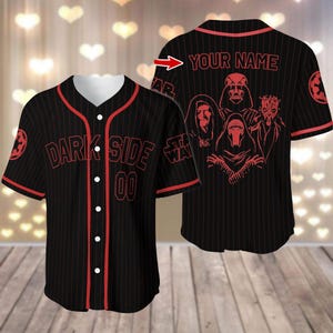 Custom Dark Side Star Wars Baseball Jersey, Star Wars Baseball Shirt, Darth Vader Jersey Shirt, Galaxy&#39;s Edge Shirt For Men, Gift For D