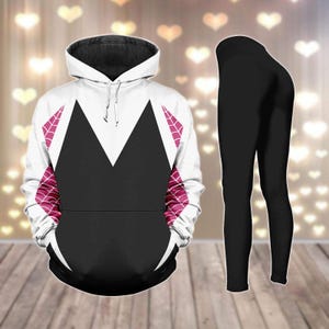 Felpe con cappuccio e leggings da cosplay di Spider Gwen, maglietta di Gwen Stacy Spidey, costume da supereroina per donna, costume di Halloween 2025, gadget di Ghost Spider