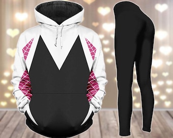 Moletons e leggings para cosplay da Spider Gwen, camiseta da Gwen Stacy Spidey, traje feminino de super-heroína, fantasia de Halloween 2025, produtos da Ghost Spider