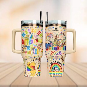 Pooh And Friends Tumbler 40oz,  Winnie The Pooh Tumbler Tumbler Cup, Disney Characters Tumbler, Funny Cartoon Cup, Pride Month Gifts
