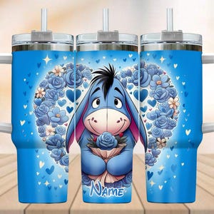 Benutzerdefinierte Eeyore Valentinstag Becher 40 Unzen, Winnie The Pooh Thermosbecher, Disney Pooh Eeyore Becher, Cartoon Becher Becher, Liebhaber Geschenke