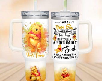 Vaso personalizado de Winnie the Pooh de 40 oz, vaso de Winnie the Pooh de Disney, vaso con aislamiento I Am A Pool Girl, vaso de dibujos animados divertidos, taza de amor de oso Pooh
