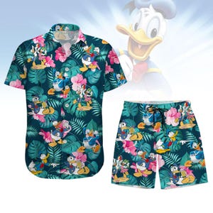 Donald Duck Button Shirt, Disney Donald Hawaii Shirt, Funny Duck Beach Shirt, Summer Pants, Disney Trip Aloha Shirt Men Women