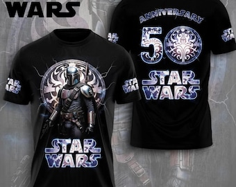 Retro Star Wars 50-årsskjorta, Disney Star Wars-jubileums-t-shirt, Mandalorian-skjortan, Hoodies från filmen Klonen, Star Wars-outfit