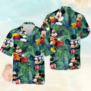 Camisa hawaiana de Mickey Mouse, camiseta hawaiana de Disney Mouse, camiseta de playa de Disneyland, camisetas tropicales divertidas para hombres, camiseta de vacaciones de dibujos animados