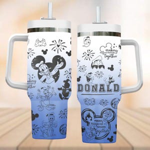 Vaso de 40 oz con grabado del pato Donald, vaso de agua de Disney Daisy Donald, vaso de acero inoxidable de película de dibujos animados, taza de Mickey y sus amigos