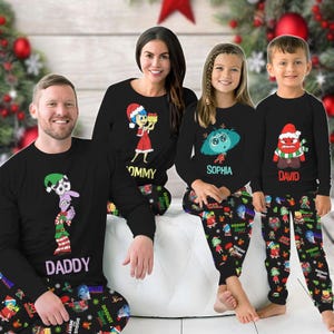 Custom Inside Out Family Pajamas, Christmas Matching Holiday Pajamas, Disney Joy Sadness Anger Family Shirt, Inside Out Gift For Family