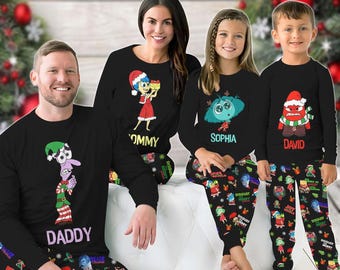 Custom Inside Out Family Pajamas, Christmas Matching Holiday Pajamas, Disney Joy Sadness Anger Family Shirt, Inside Out Gift For Family