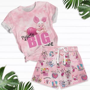 Disney Piglet Shirt / Shorts, Schweinchen-Pyjama-Set, Winnie The Pooh-Pyjamas für Frauen, Pooh und seine Freunde Shirt, Sommerhose, Disneyland-T-Shirt