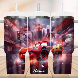 Custom Lightning McQueen Tumbler 40oz, Disney Cars Insulated Tumbler, Retro 95 Racing Tumbler Cup, Pixar Movie Tumbler, Cars Cup Gifts