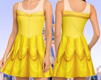 beauty and the beast casual dress Women's Belle Inspired Skater Dress