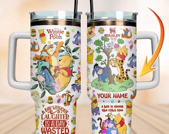 Custom Winnie The Pooh Tumbler 40oz, Pooh And Friends Water Tumbler, Disney Pooh Bear Classic Tumbler, Cute Cartoon Tumbler