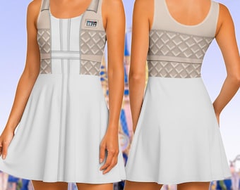 Vestido de skater de Leia Organa para cosplay, vestido de Star Wars para mujer, disfraz de Halloween de la princesa Leia, vestido para correr de Mandalorian, regalo para ella.