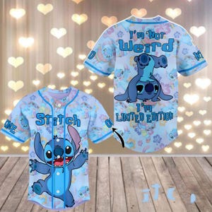 Personalisiertes Stitch Baseball Jersey, Lilo & Stitch Baseball Shirt, Disneyland Team Jersey Shirt, süßes Cartoon Jersey, Stitch Love Geschenk