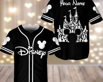 パーソナライズされたディズニー野球ジャージ、ディズニーランド 2025 野球シャツ、ミッキー ジャージ シャツ、マジック キングダム ジャージ、チーム メンバーへのギフト