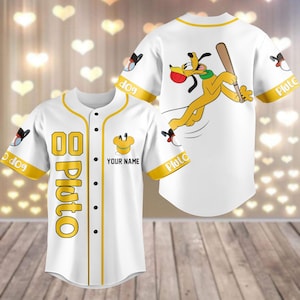 Custom Pluto Dog Baseball Jersey, Funny Dog Jersey Shirt, Disney Jersey For Kids, Matching Baseball Team Shirt, Cartoon Character Gift