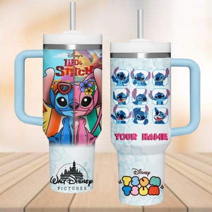 Aangepaste lilo en stitch-beker 40oz, Stitch Angel-waterbeker, geïsoleerde Disney-reisbeker, Ohana Means Family-beker, cartooncadeaus