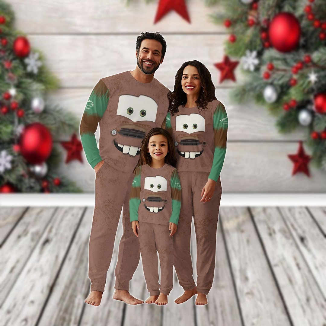 Pixar Cars Adult Disney Christmas Pajamas Tow Mater Cars Family
