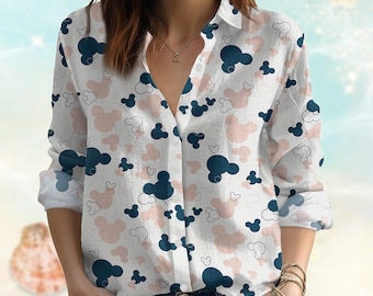 Retro Mickey Minnie Blouse Shirt, Disney Mouse Casual Shirt, Mickey Head Women Shirts, Mickey Mouse Shirt, Family Trip 2026 Tee