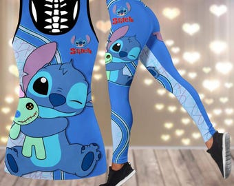Stitch Disney Tank Top, Stitch And Lilo Leggings For Women, Disneyland Workout Tank, Yoga Pants For Cartoon Lover, Workout Outfit Gift