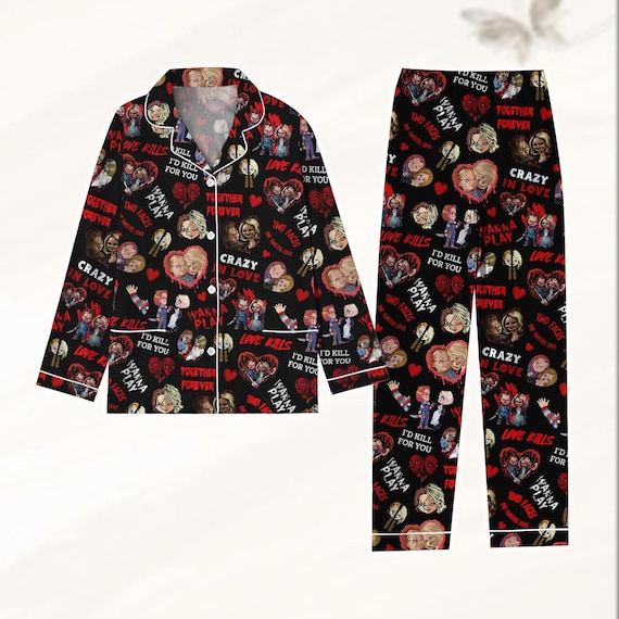Chucky Valentine's Day Pajamas Set, Horror Movie Holiday Pajamas, Matching Pajamas Set, Chucky Doll Pajamas For Party, Gift For Couple