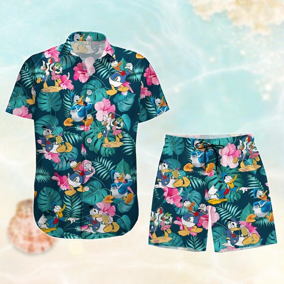 Donald Duck Button Shirt, Disney Donald Hawaii Shirt, Funny Duck Beach  Shirt, Summer Pants, Disney Trip Aloha Shirt Men Women