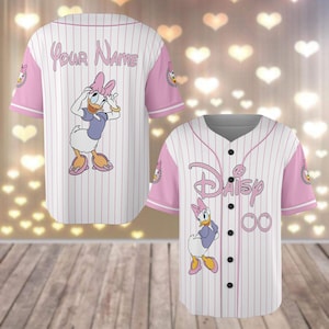 Personalized Daisy Duck Baseball Jersey, Disney Daisy Donald Jersey Shirt, Disneyland Football Jersey, Cartoon Characters Matching Tee