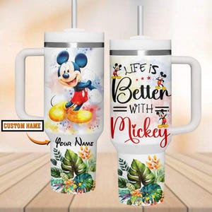 Personalized Mickey Mouse 40oz Tumbler, Disneyland Stainless Tumbler, Mickey Minnie Tumbler, Cartoon Water Tumbler, Magic Kingdom Cup