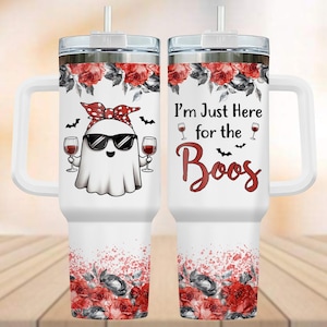 Boo Halloween Tumbler 40oz, Cute Boo Water Tumbler, Halloween Party 2025 Tumbler With Handle, Spooky Season Cup, Halloween Gifts